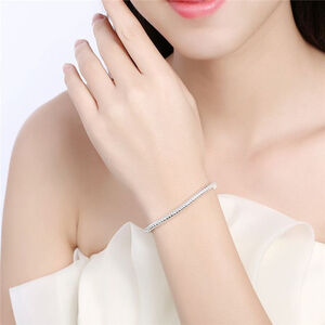 NEW Women's 3mm 925‎ Sterling Silver Snake Chain Bracelet, Size 8"
